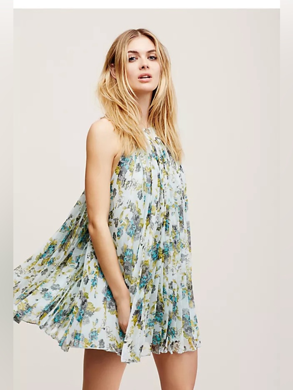 Free people floral pleated mini dress M